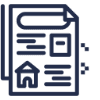Document icon with house and pencil symbols.